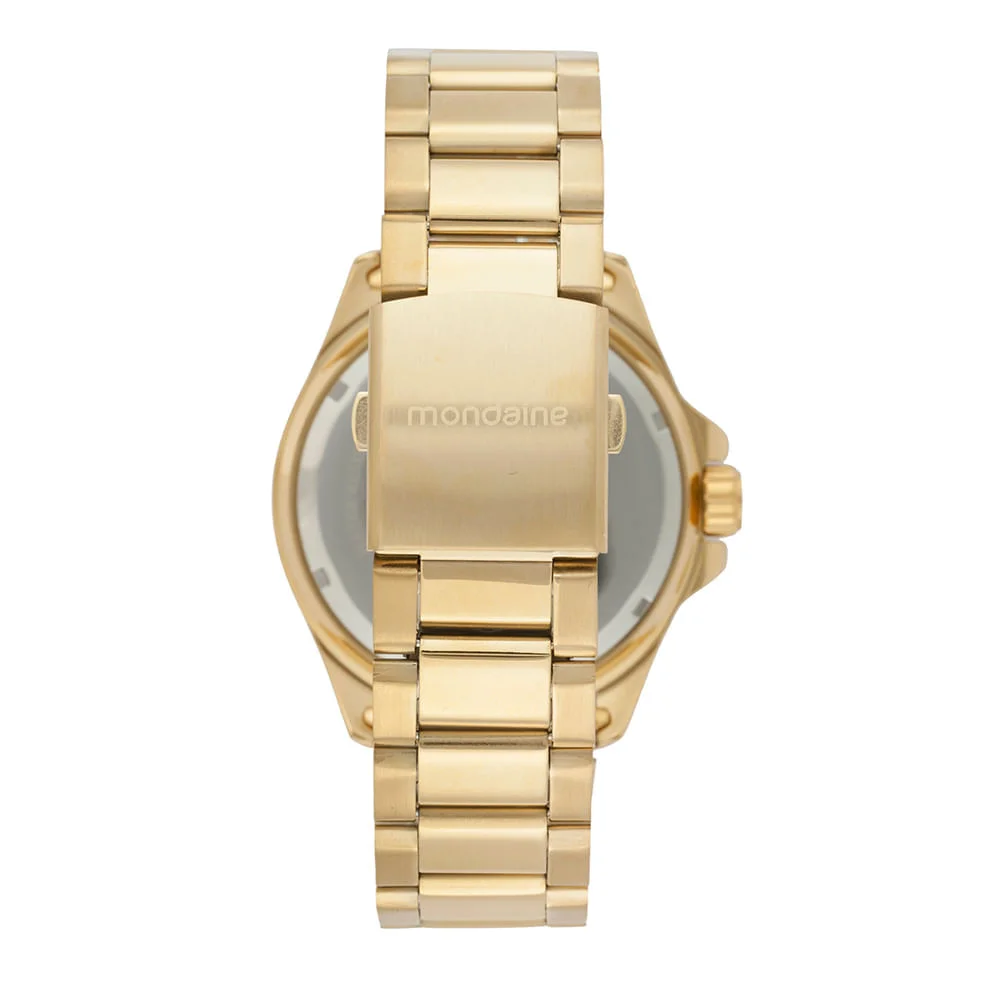 Relógio Masculino Dourado com Mostrador Preto Dourado 3