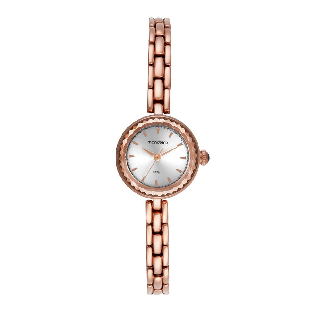 Relogio Feminino Rose Gold Vidro Facetado