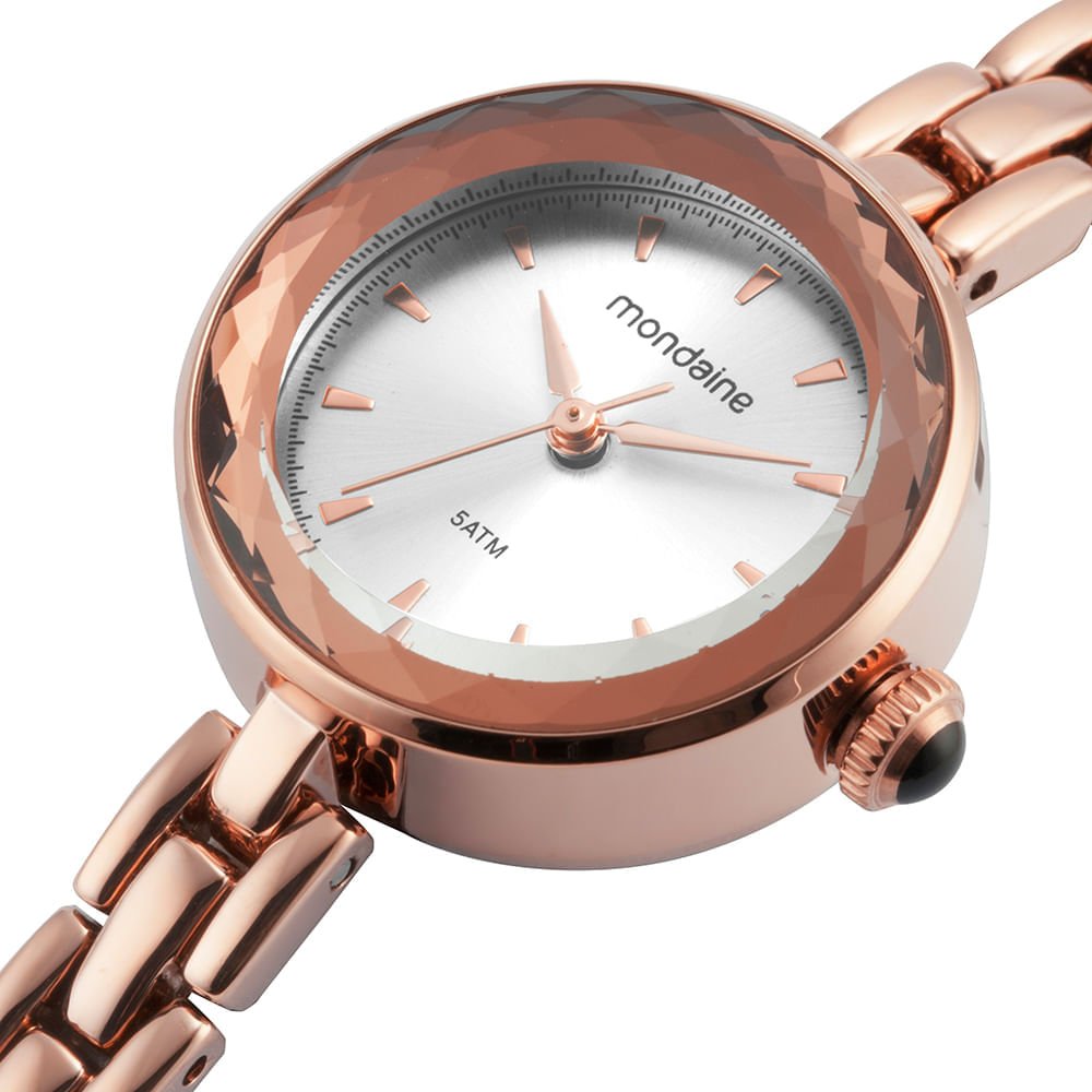 Relogio Feminino Rose Gold Vidro Facetado Rosé 2
