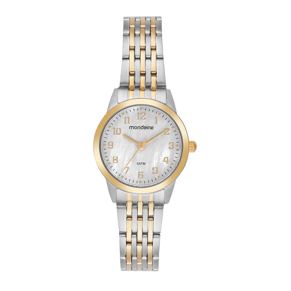 Relógio Feminino Bicolor Clássico Madreperola Prata/Dourado 1