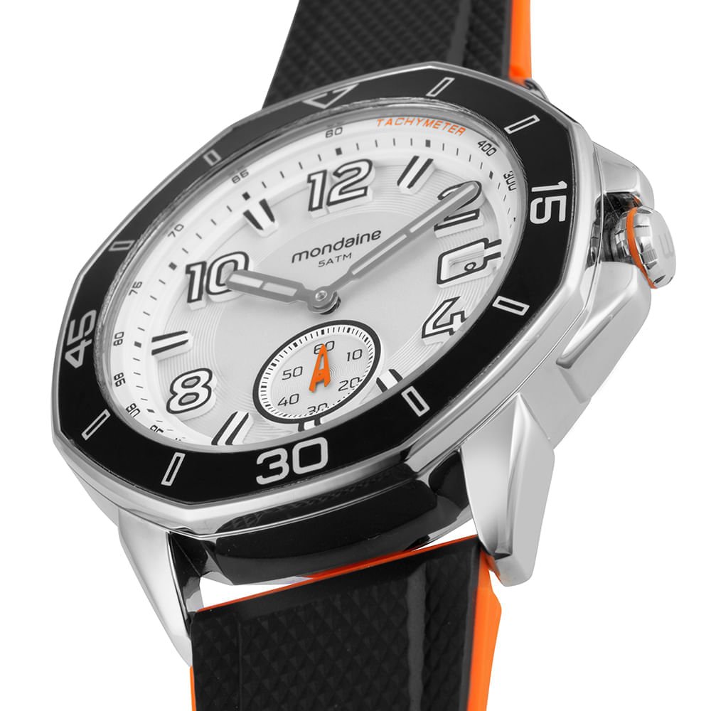 Relógio Masculino Preto e Laranja Marcação de Segundos Preto/Laranja 2