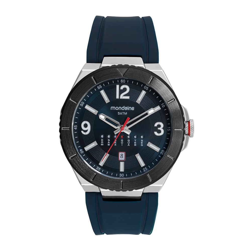 Relógio Masculino Prata Pulseira Silicone Calendário