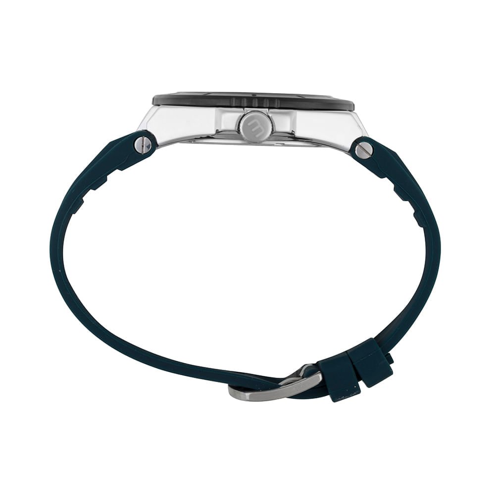 Relógio Masculino Prata Pulseira Silicone Calendário Azul 3