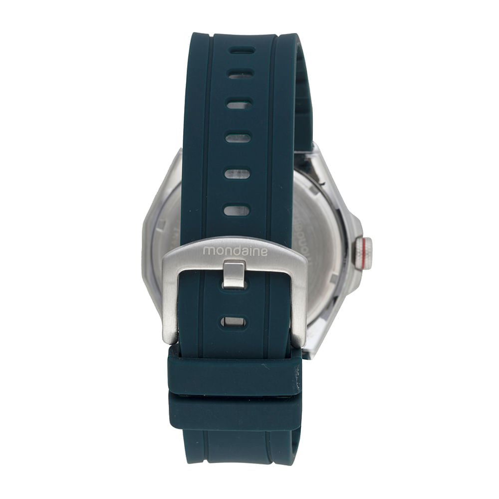 Relógio Masculino Prata Pulseira Silicone Calendário Azul 4