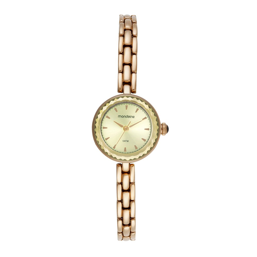 Relógio Feminino Dourado Caixa Pequena Vidro Facetado