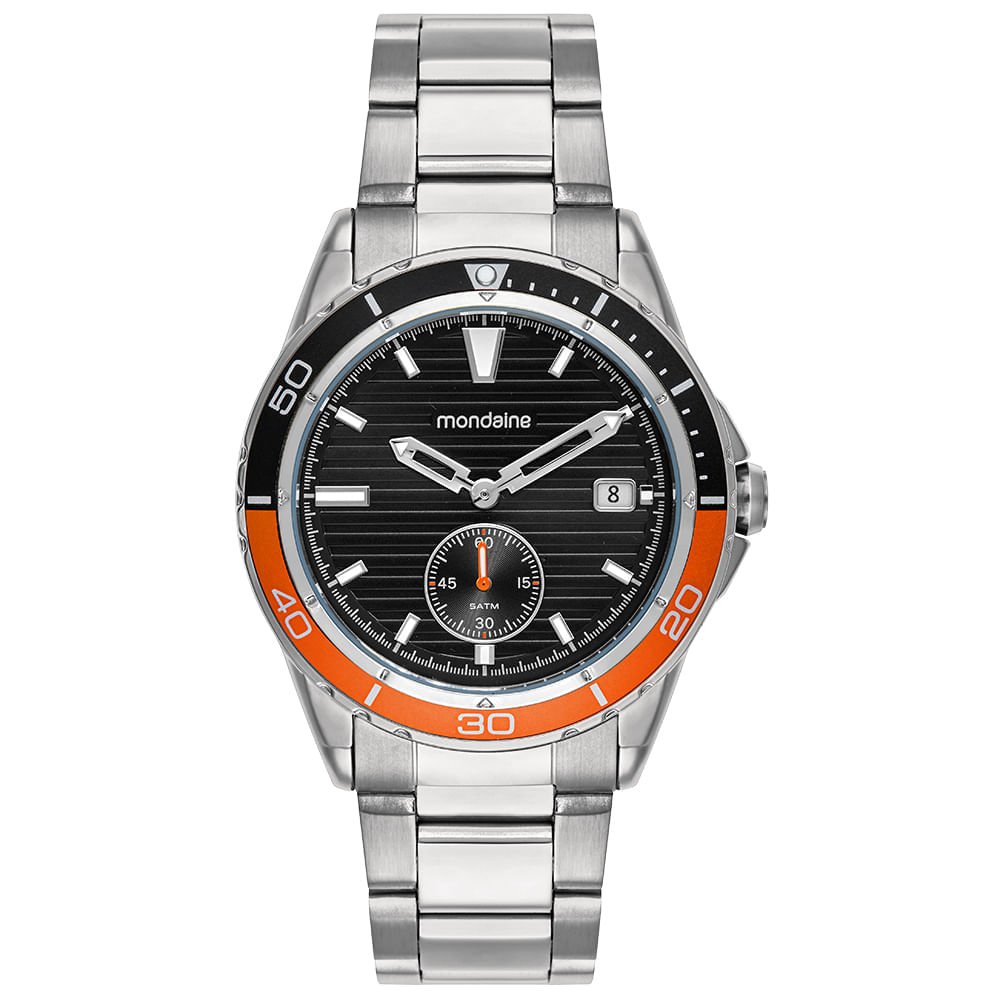 Relógio Masculino Prata com Mostrador Preto