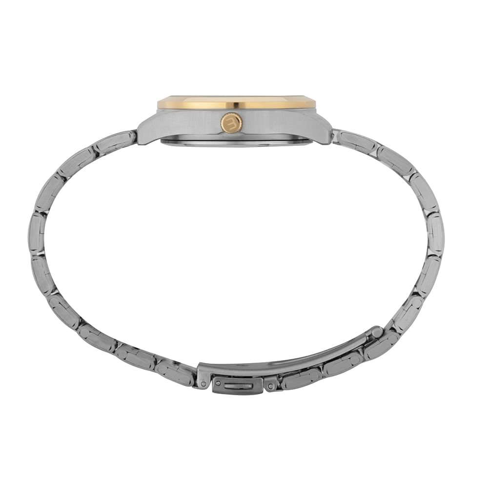 Relogio Feminino Bicolor Cristais Analógico Prata/Dourado 2