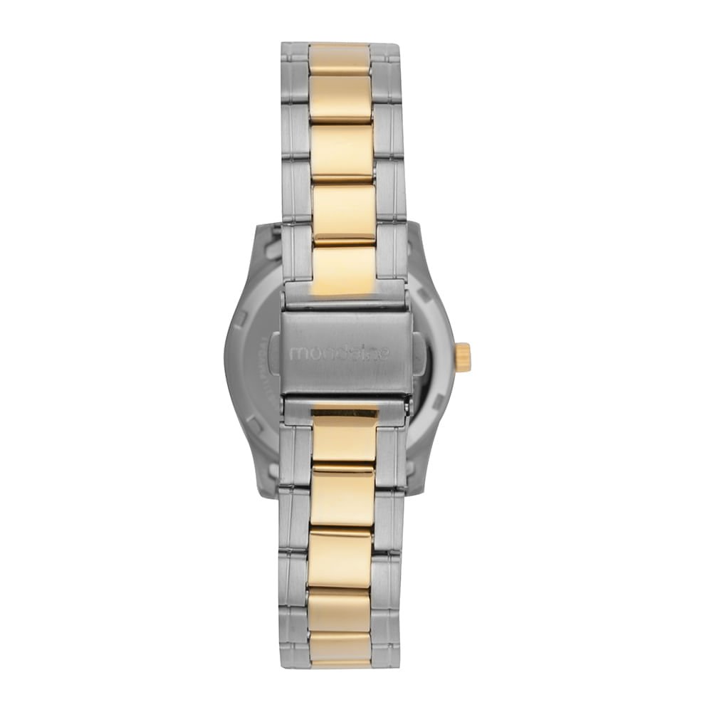 Relogio Feminino Bicolor Cristais Analógico Prata/Dourado 3