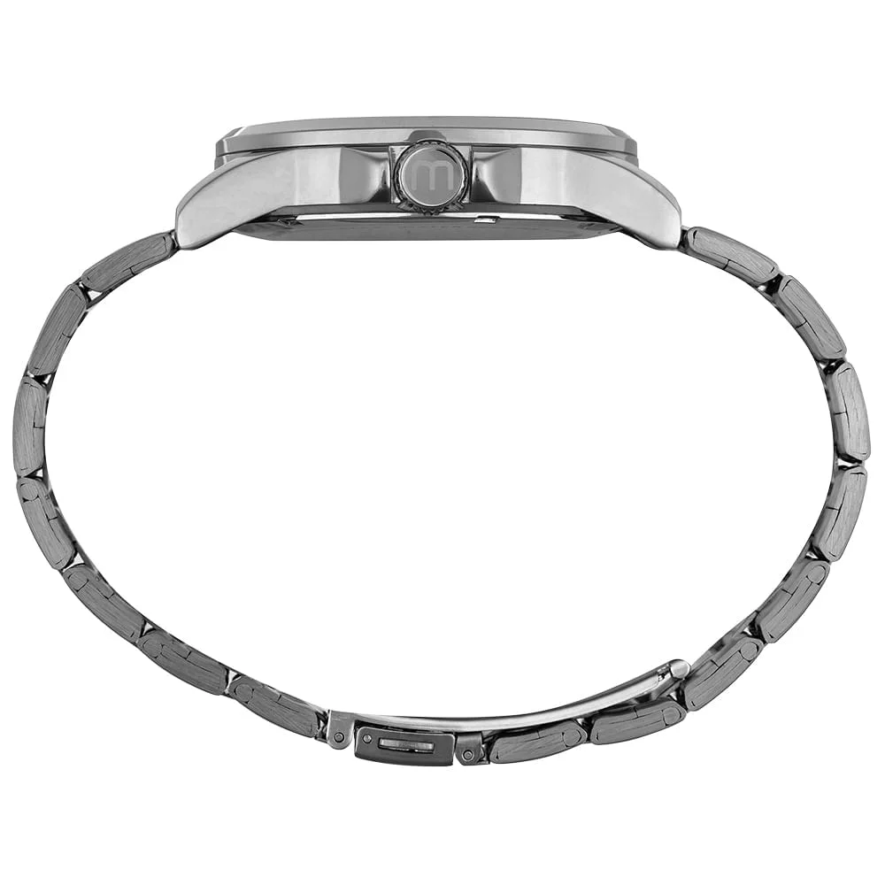 Relógio Masculino Prata e Mostrador Azul em Aço Prata 2