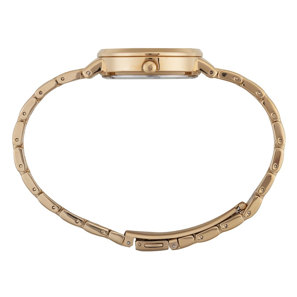 Relógio Feminino Dourado Com Calendário Madreperola Dourado 3