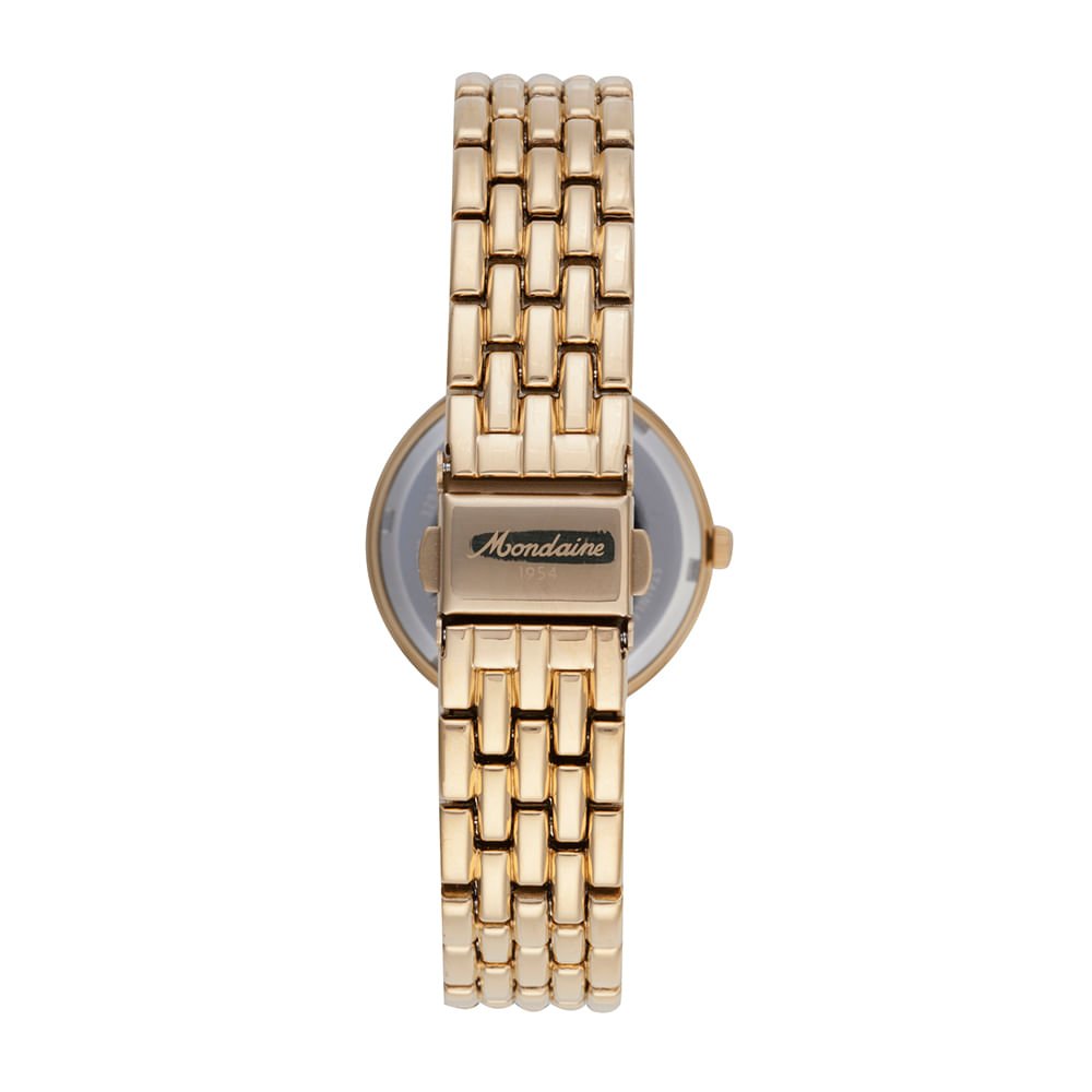 Relógio Feminino Dourado Com Calendário Madreperola Dourado 4