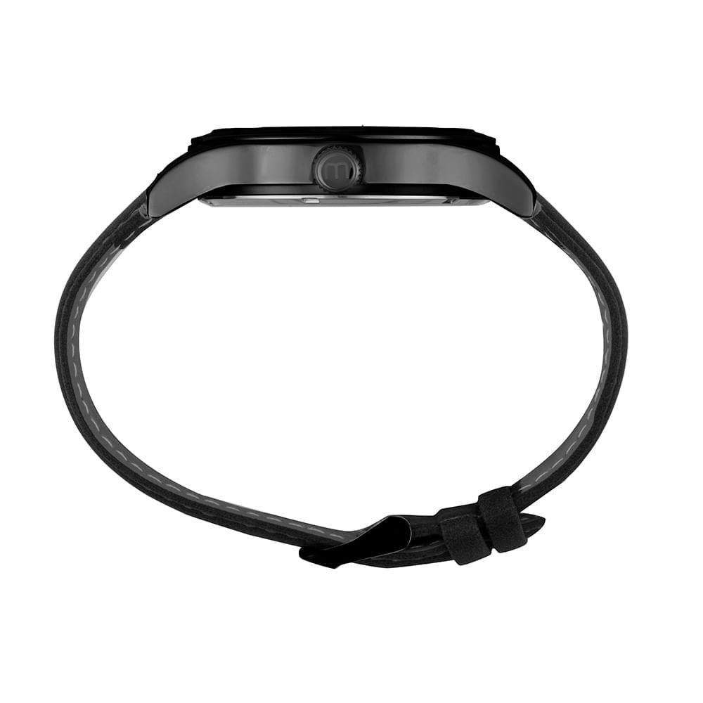 Relogio Masculino Mondaine Todo em Preto Couro Preto 2