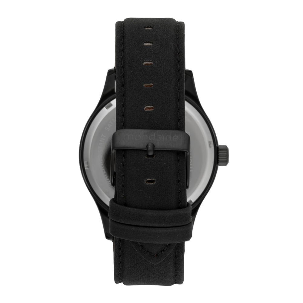 Relogio Masculino Mondaine Todo em Preto Couro Preto 3