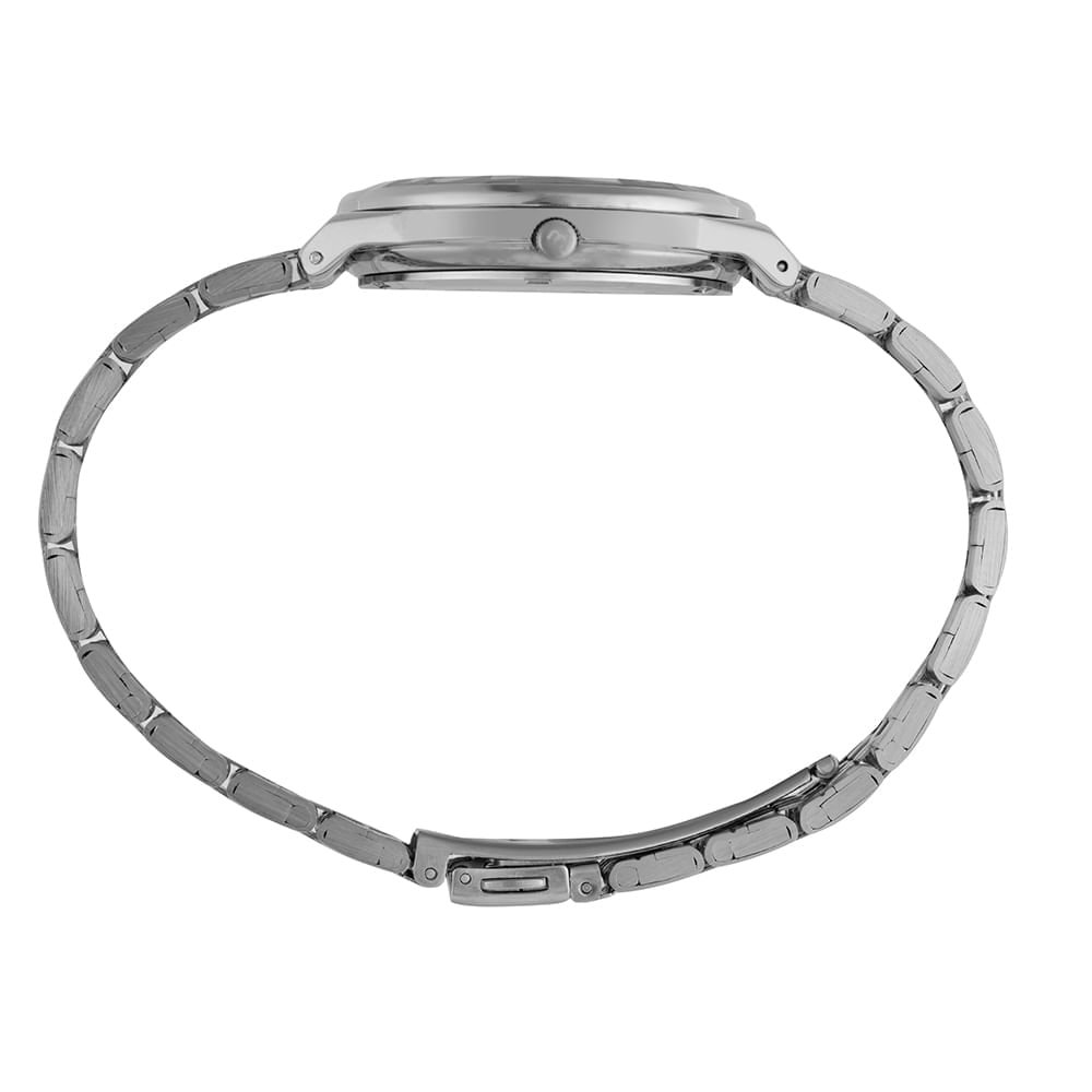 Relógio Feminino Prata Caixa Média e Vidro Facetado Prata 3