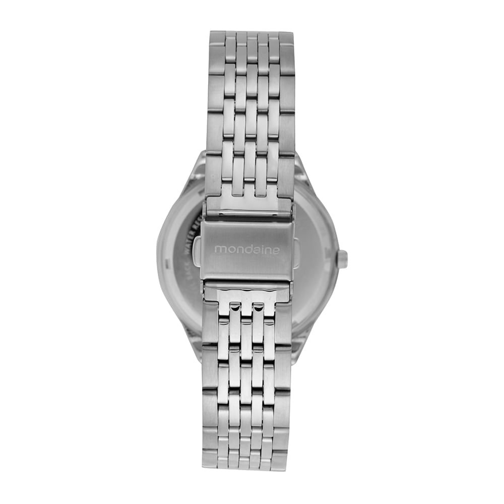 Relógio Feminino Prata Caixa Média e Vidro Facetado Prata 4