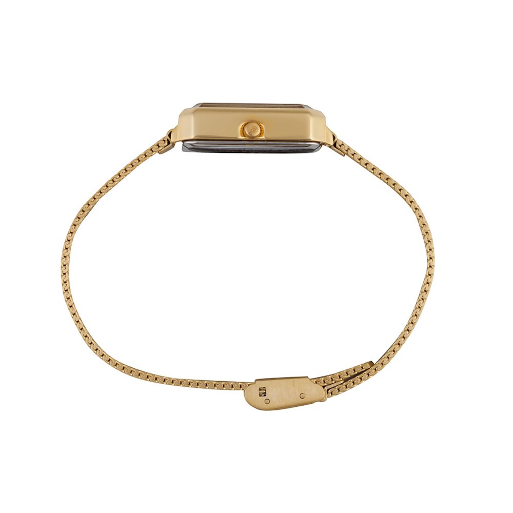 Relógio Feminino Quadrado Dourado Vintage Pulseira de Malha Dourado 3