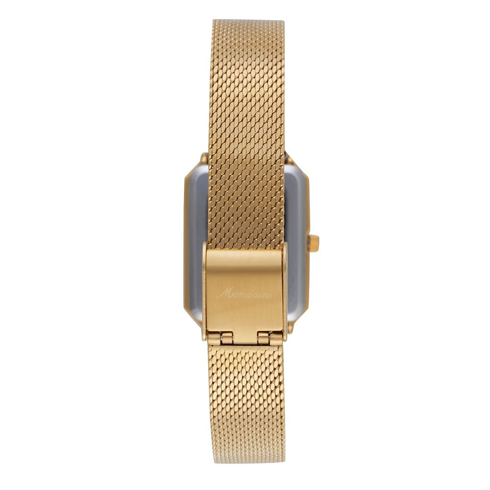 Relógio Feminino Quadrado Dourado Vintage Pulseira de Malha Dourado 4