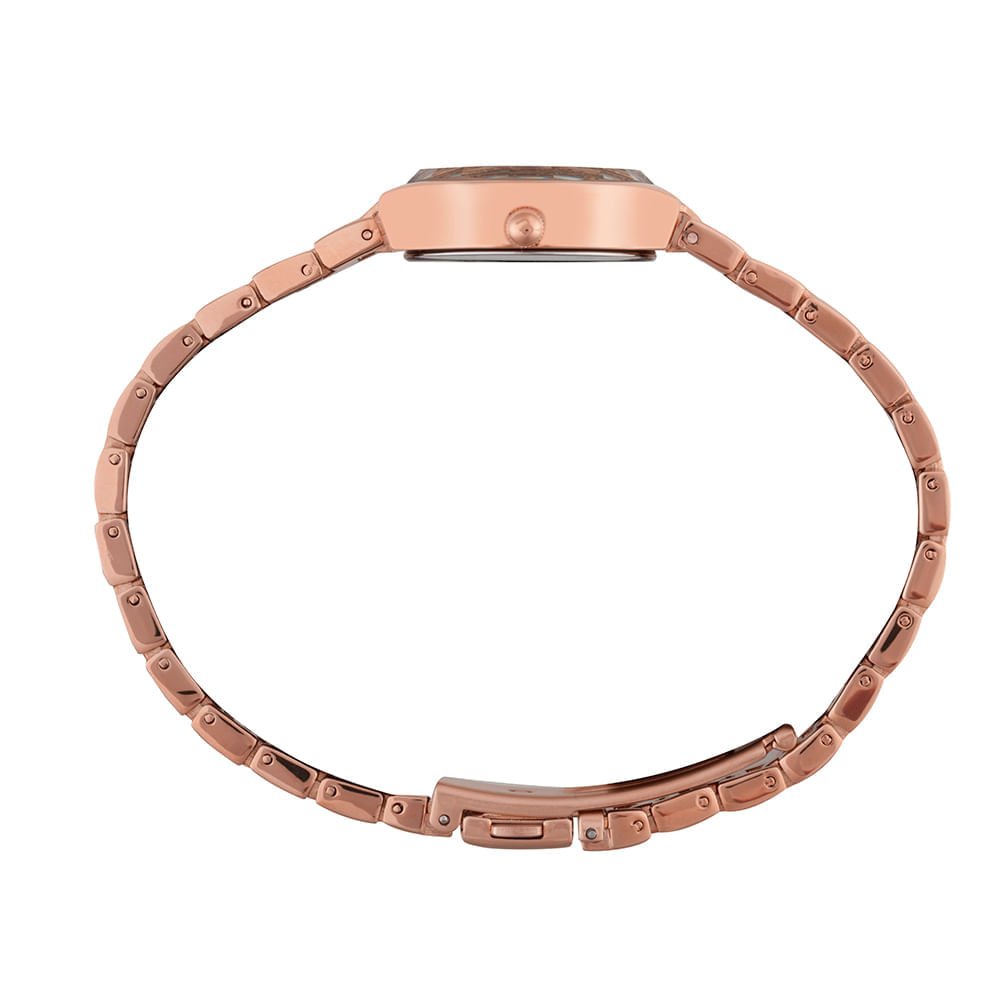 Relógio Feminino Oval Rose Gold Vidro Facetado Rosé 3