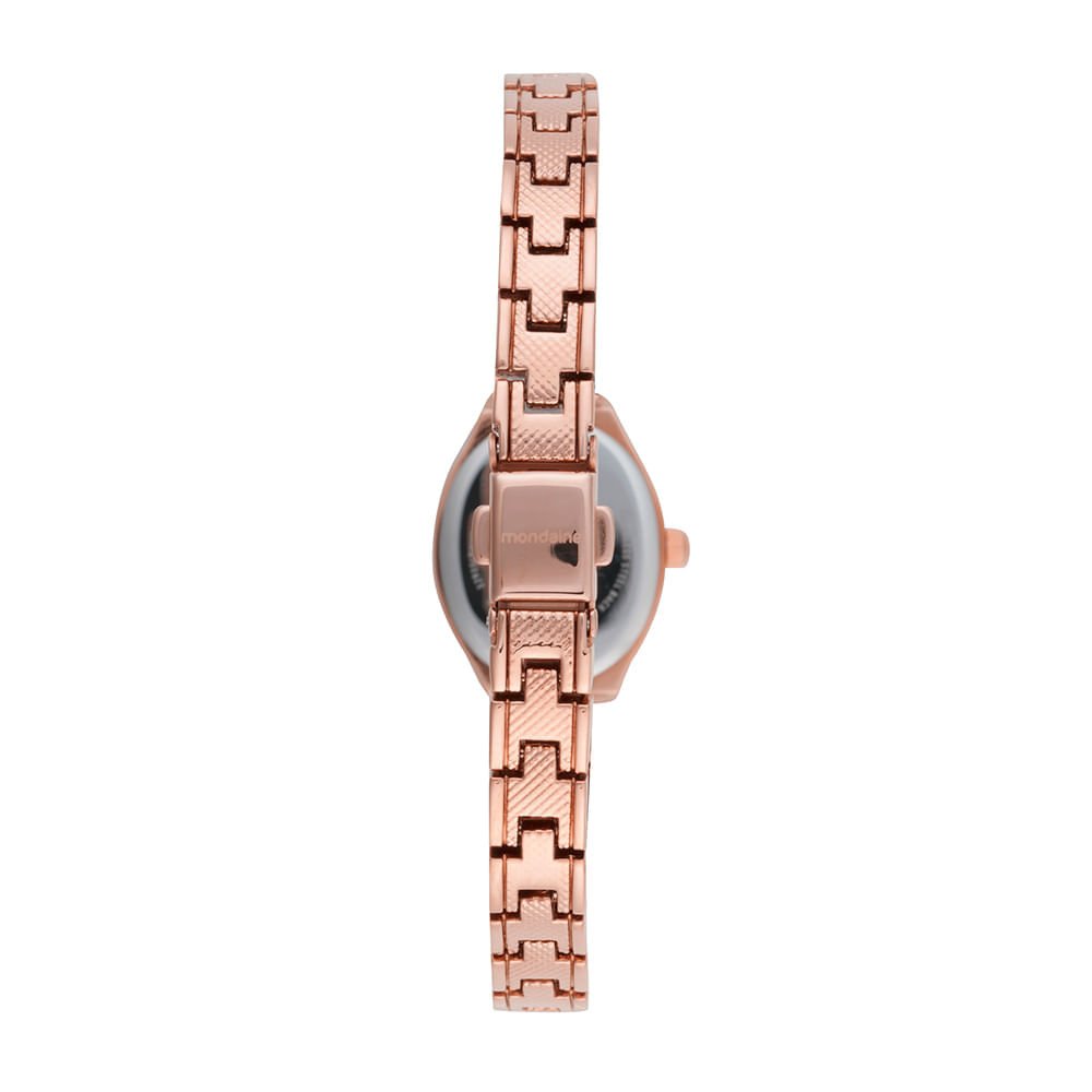 Relógio Feminino Oval Rose Gold Vidro Facetado Rosé 4