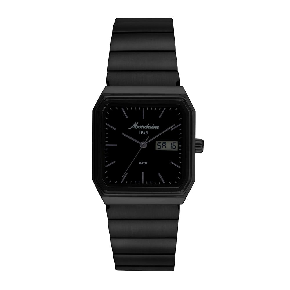 Relógio Masculino Quadrado Anadigi Linha 1954 Preto