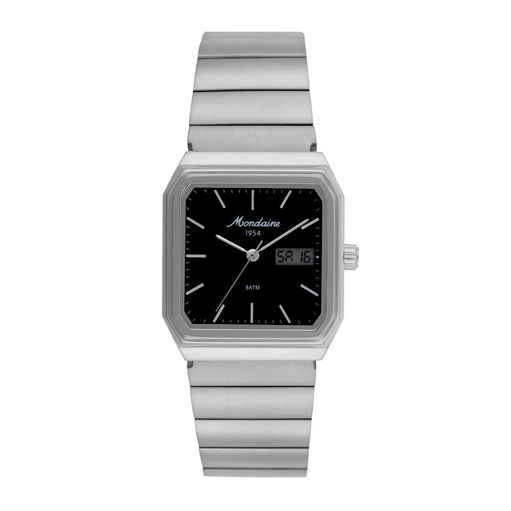 Relógio Masculino Quadrado Anadigi Linha 1954 Prata