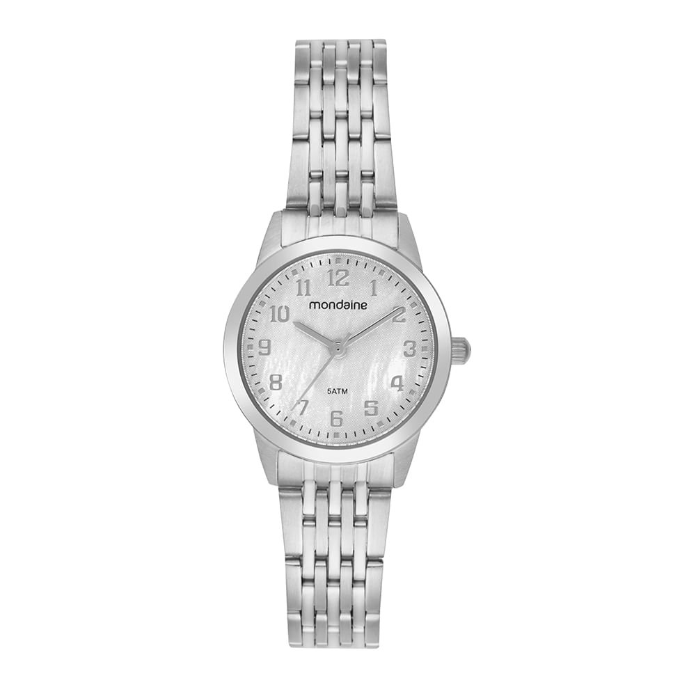 Relógio Feminino Prata Clássico Madreperola