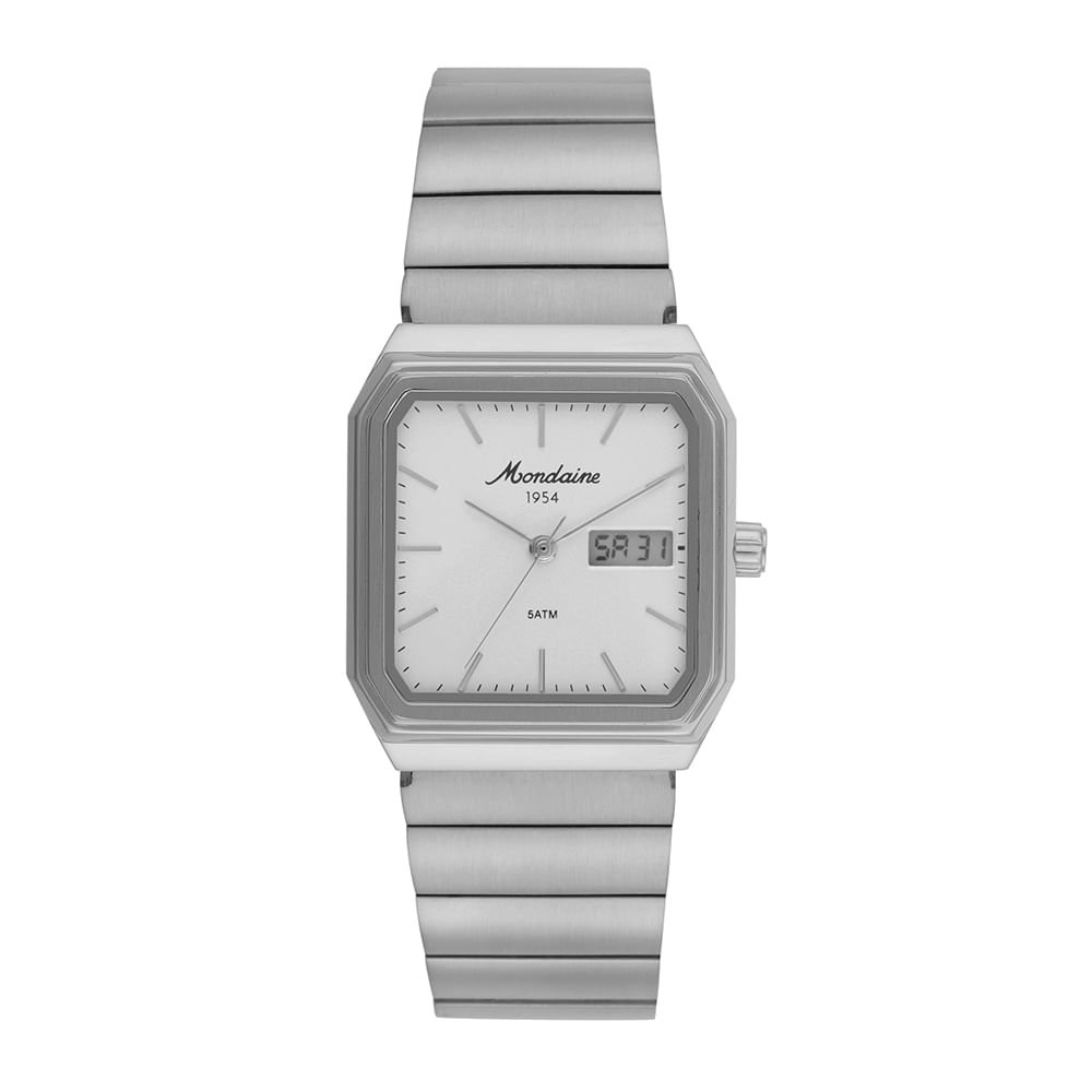 Relógio Masculino Prata Quadrado Anadigi Vintage Prata 1