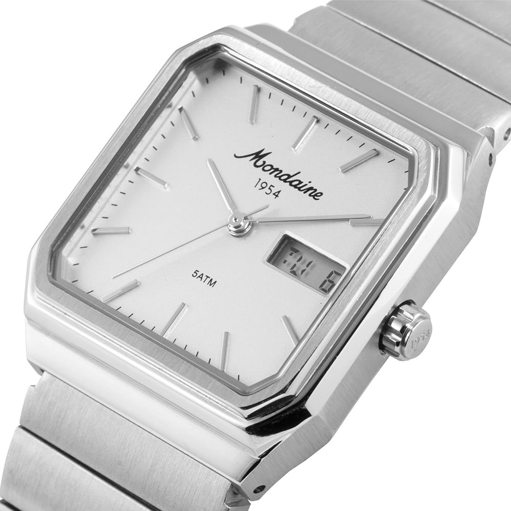 Relógio Masculino Prata Quadrado Anadigi Vintage Prata 2