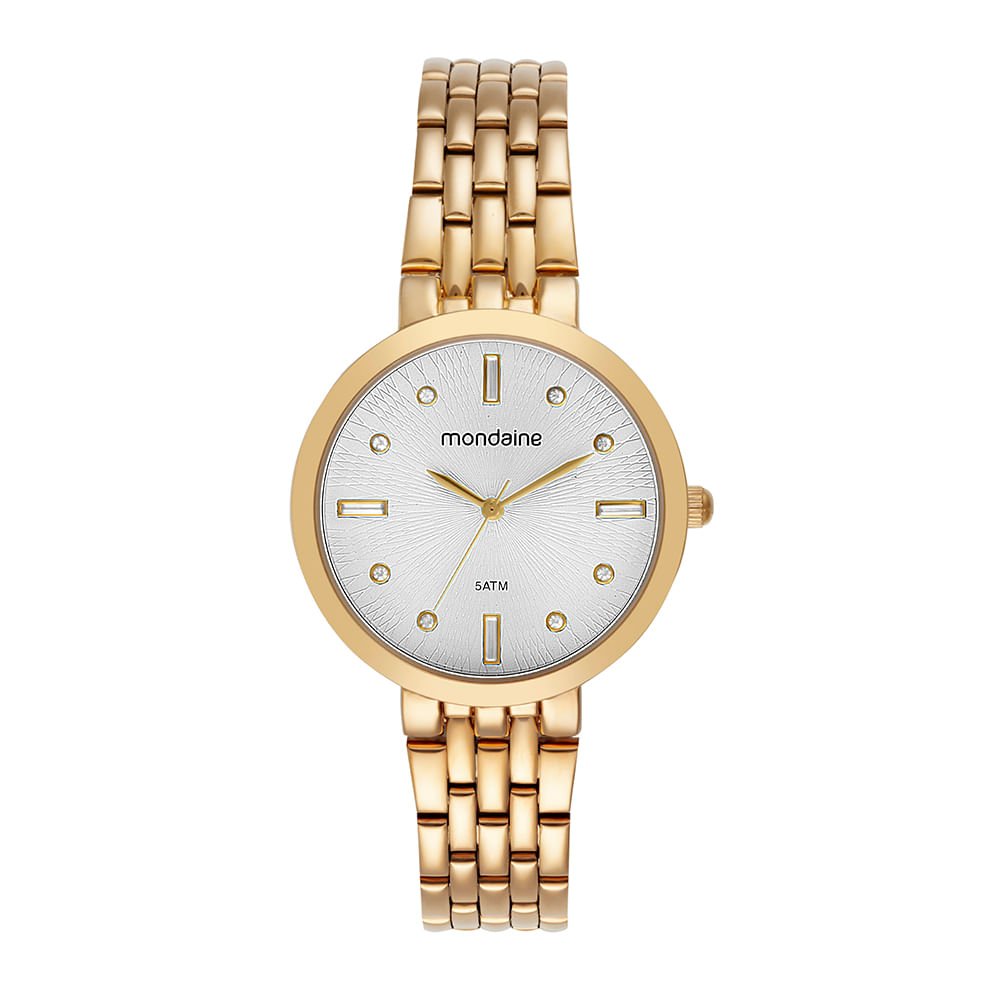 Relógio Feminino Dourado Mostrador Branco