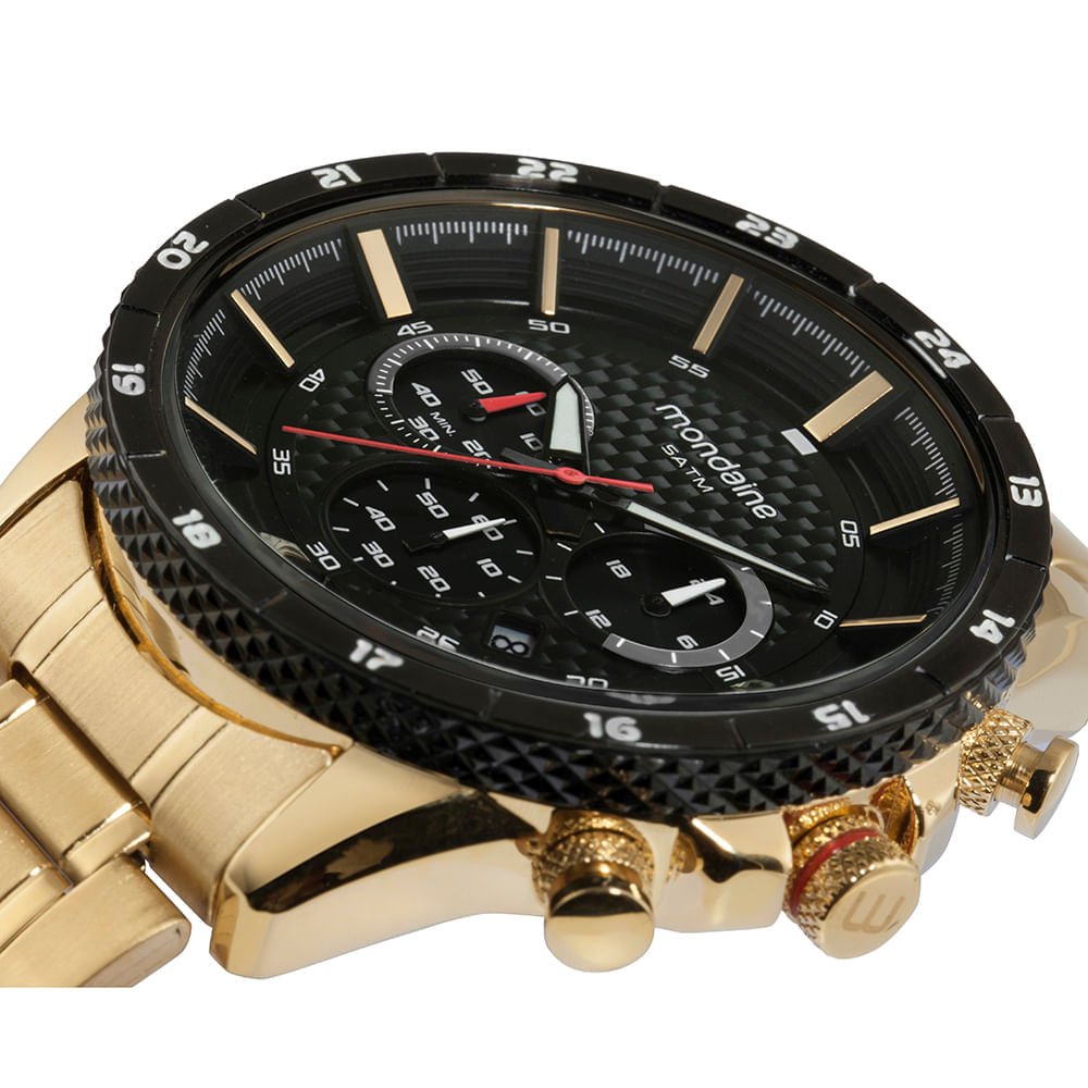 Relógio Masculino Cronógrafo Dourado Dourado 2