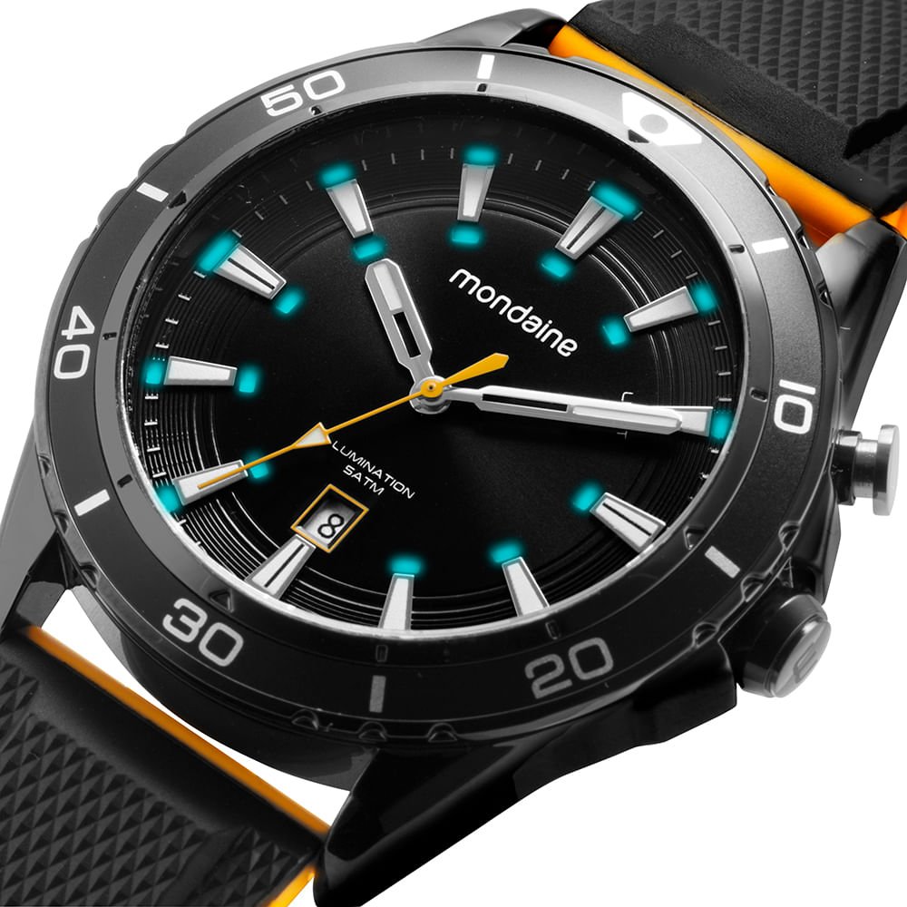 Relógio Masculino Anadigi Preto Luz de Fundo Preto/Amarelo 2