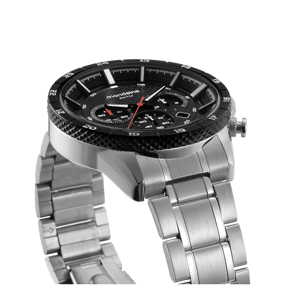 Relógio Masculino Cronógrafo Prata Visor Amplo Prata 2