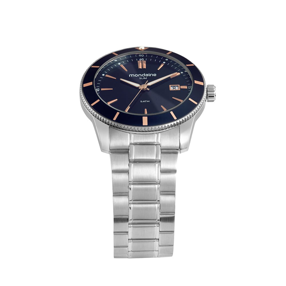 Relógio Masculino Calendário Prata Prata 2