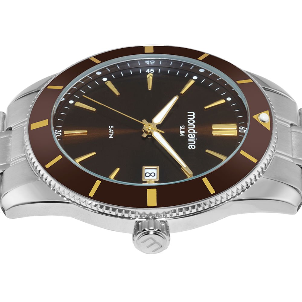 Relógio Masculino Calendário Prata Slim Prata 2