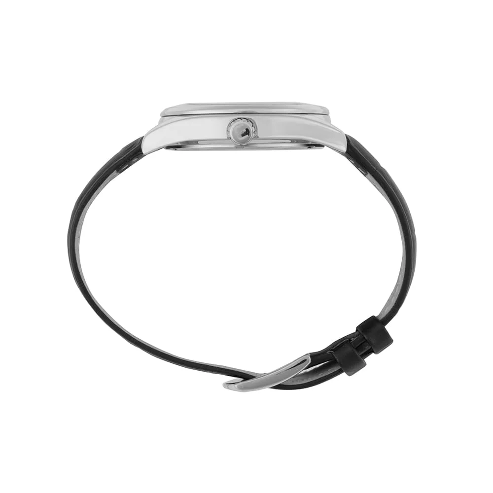 Relógio Masculino Couro Genuíno Multifunção Data Preto 3