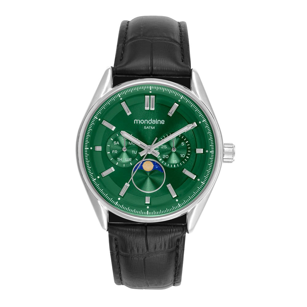 Relógio Masculino Mostrador Verde Couro Genuíno