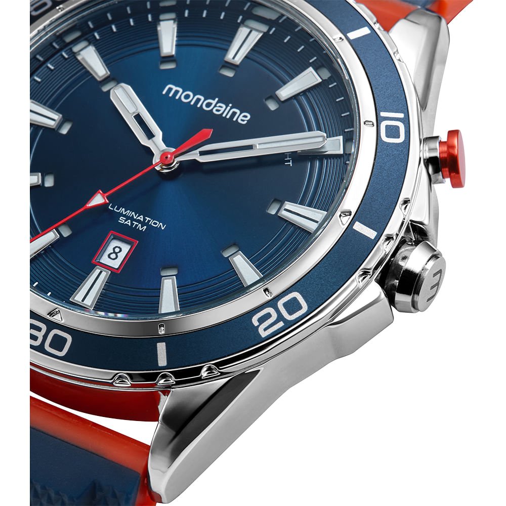 Relógio Masculino Anadigi Azul e Prata Azul/Laranja 2