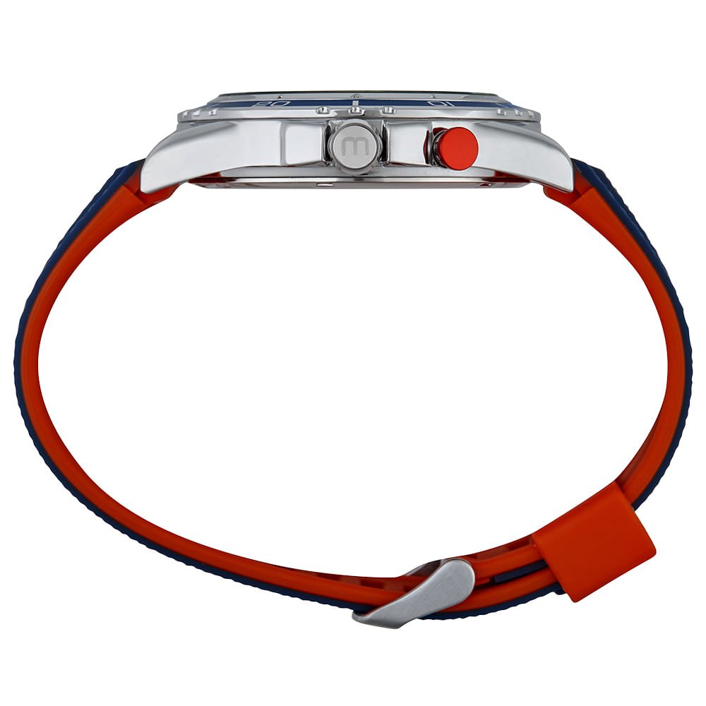 Relógio Masculino Anadigi Azul e Prata Azul/Laranja 3