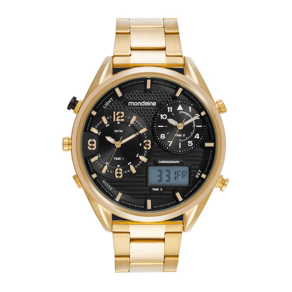 Relógio Masculino Anadigi Dourado