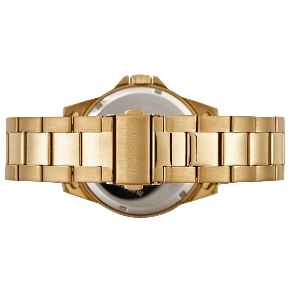 Relógio Masculino Dourado Mostrador Preto Dourado 3