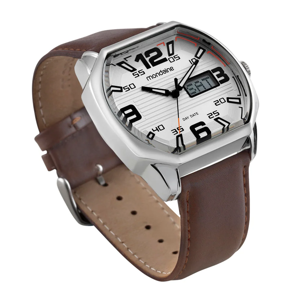 Relógio Masculino Quadrado Anadigi Prata 2