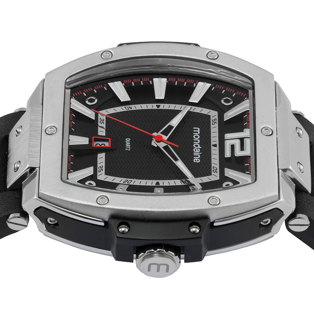 Relógio Masculino Calendário Mostrador 3D Prata 2