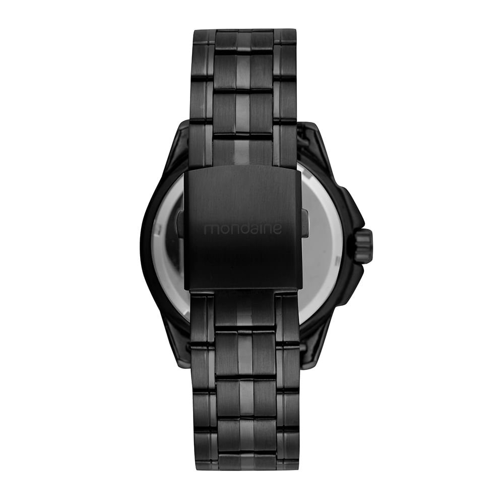 Relógio Masculino Calendário Aço Preto Preto 4