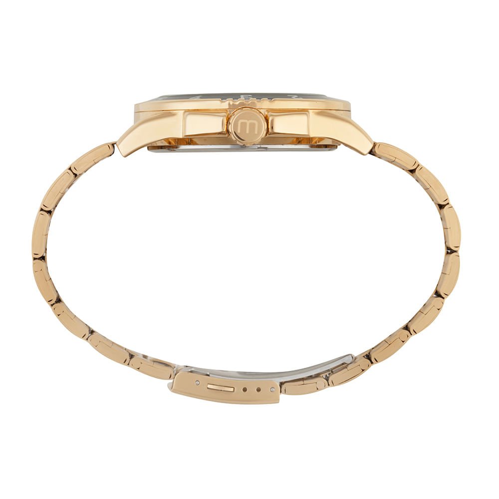 Relógio Masculino Calendário Aço Dourado 3