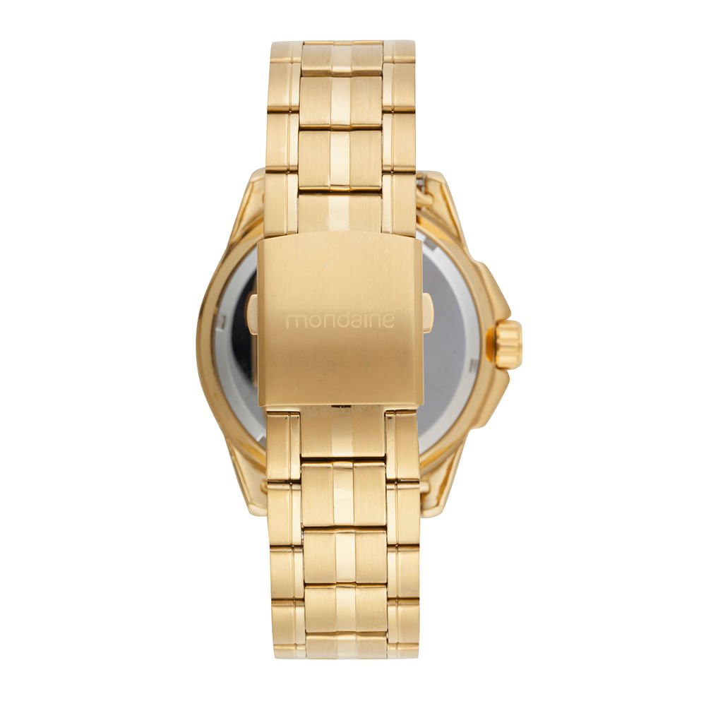 Relógio Masculino Calendário Aço Dourado 4