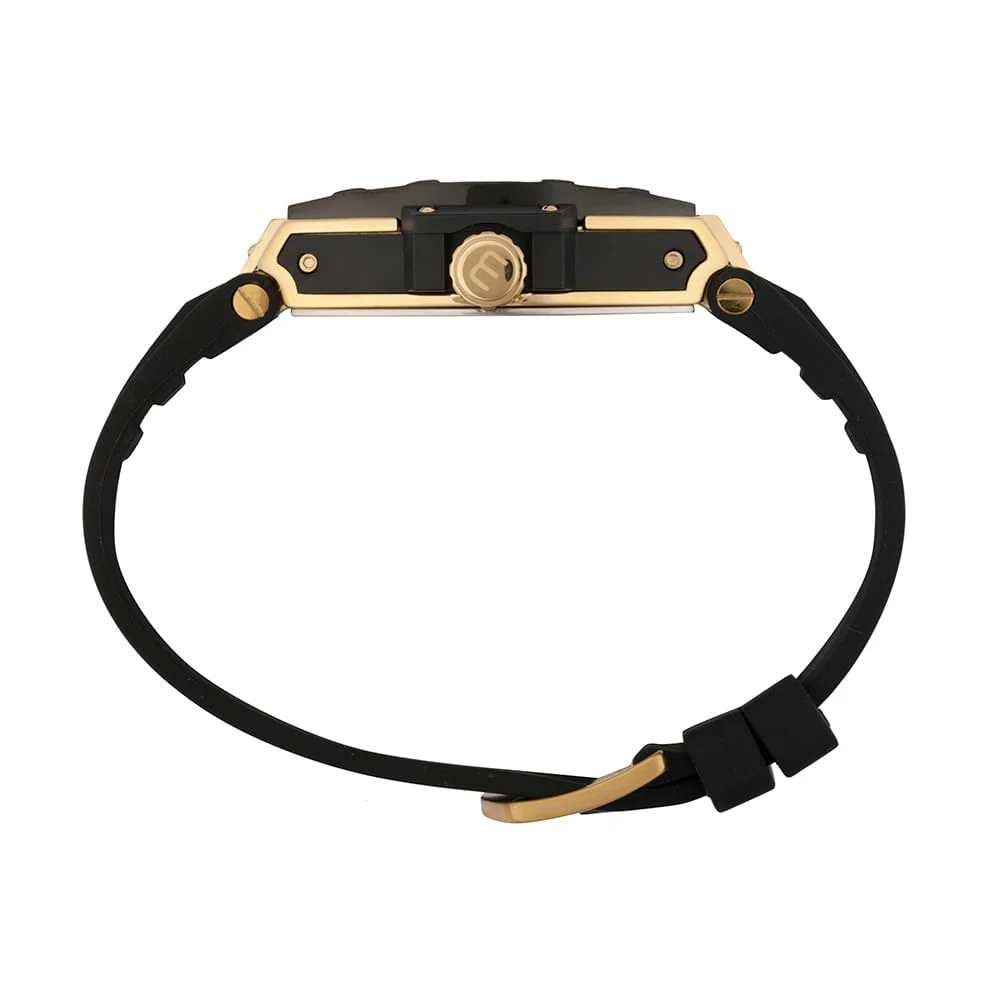 Relógio Masculino Multifunção Silicone Preto Preto/Dourado 3