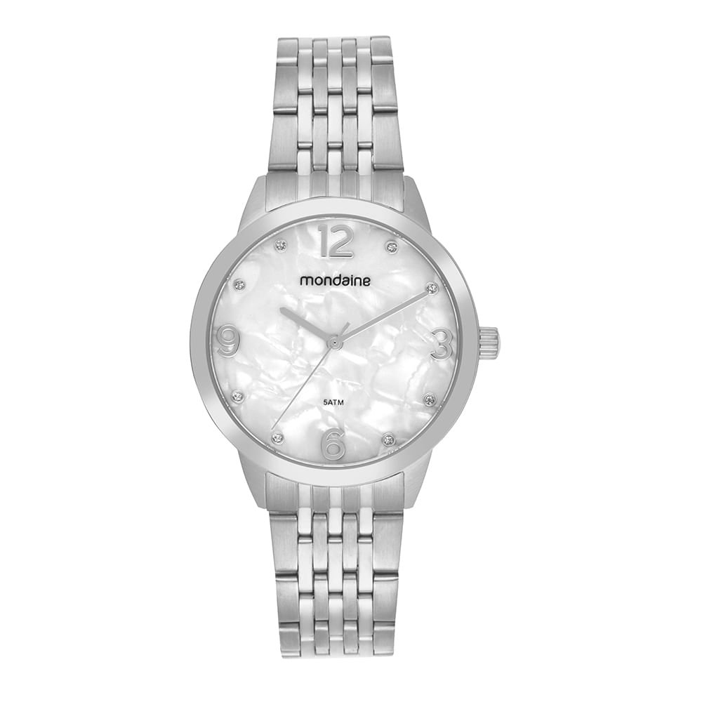 Relógio Feminino Aço Madreperola Prata