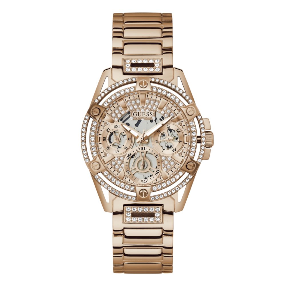 Relógio Guess Feminino Multifunção Cristais Rosé
