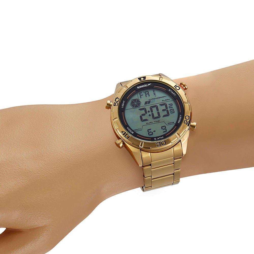 Relógio Masculino Speedo Digital Dourado Aço Dourado 3