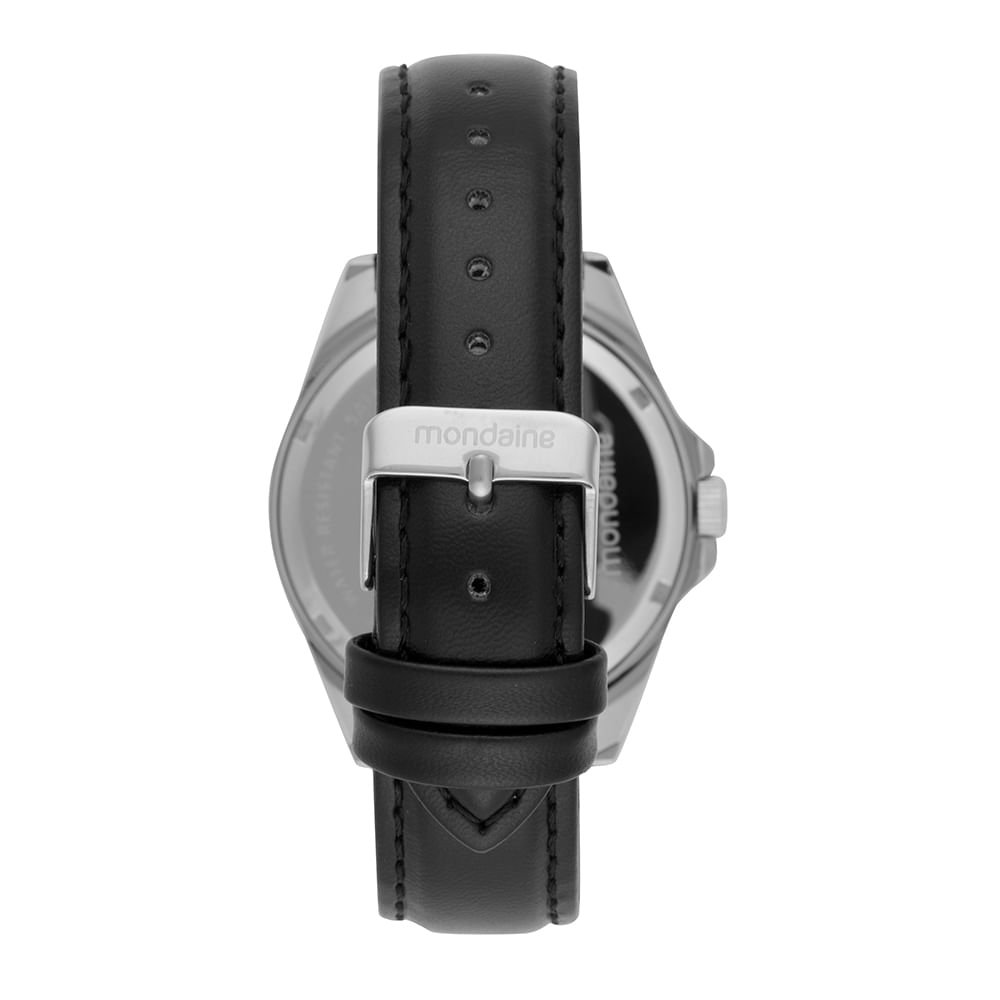 Relógio Masculino Prata Couro Sintético Fivela Prata 3